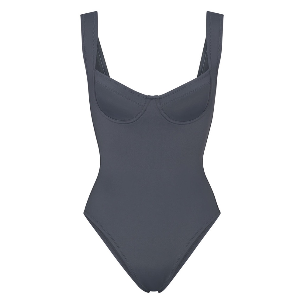 NWOT SKIMS Shaping Swim Underwire One Piece in Gunmetal